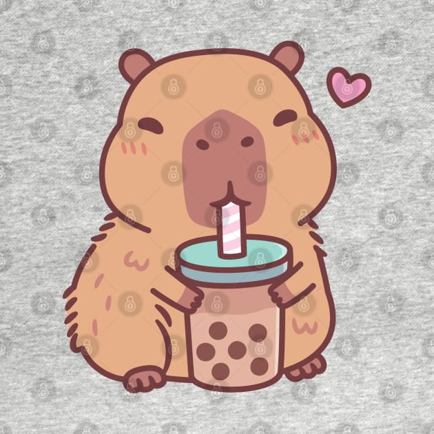 Cute Capybara Loves Drinking Bubble Tea by rustydoodle